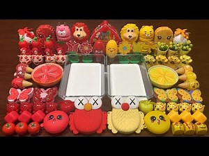 RED and YELLOW !! Mixing Random Things Into Glossy Slime !! Satisfying Slime Smoothie #778