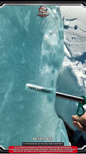 Ice Cutting Machine Drilling 5 mm Surface During Ice Work Process