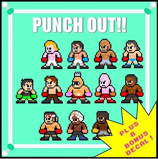8-bit Retro Video Game Stickers: Punch Out!! Set of 12 - Etsy