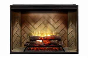 Dimplex Revillusion 42 inch Built-In Electric Firebox w/ Glass and Plug Kit | Herringbone Brick