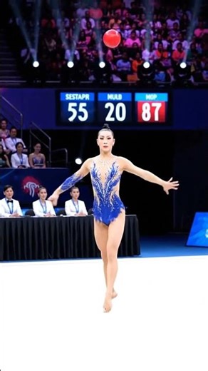 Rhythmic Gymnast Performs a Stunning Routine with a Red Ball