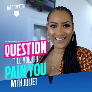 801K views · 10K reactions | Juliet Ibrahim ansa question till mouth pain her on top di latest episode of QTMPY. Oya fans and trippers club, watch as dis episode take go. Fore more: https://www.bbc.com/pidgin/media-49181947 | BBC News Pidgin | Facebook