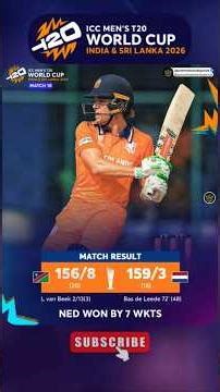 ICC Men’s T20 World Cup 2026 - Match No.10 NED won by 7 wickets vs NAM #viral #video #shorts #trend