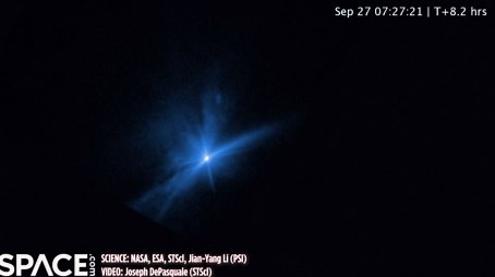 Asteroid impact aftermath time-lapse - NASA DART