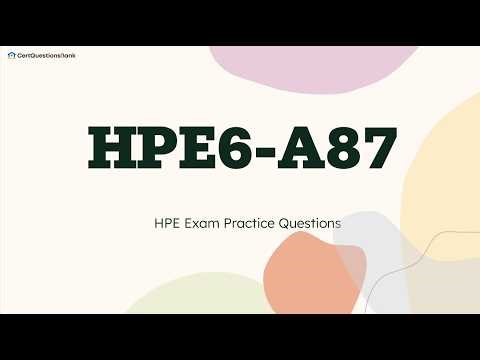 HPE6-A87 HPE Networking CX 10000 Exam Practice Questions with Explanations