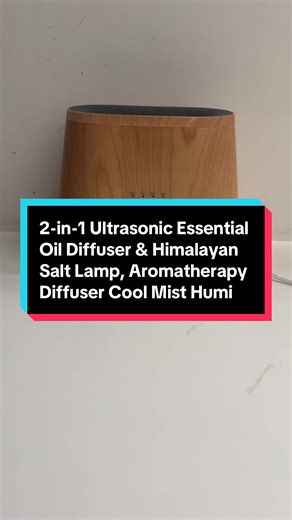 2-in-1 Ultrasonic Essential Oil Diffuser & Himalayan Salt Lamp, Aromatherapy Diffuser Cool Mist Humidifier with Auto Off Function, 100% Pure Himalayan Pink Salt Rock, 150ml (Wooden Grain)#foryoupage #tiktokmadebuythis #foryoupage❤️❤️ #flypシ