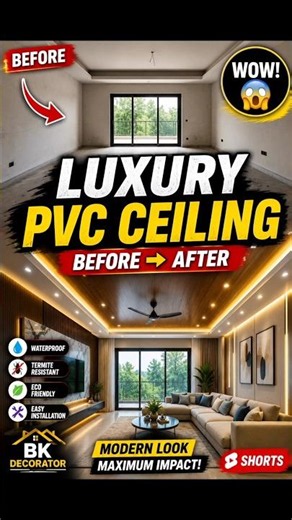 Empty Room to Luxury PVC Ceiling Makeover 🤯 | Modern Living Room Transformation #Shorts
