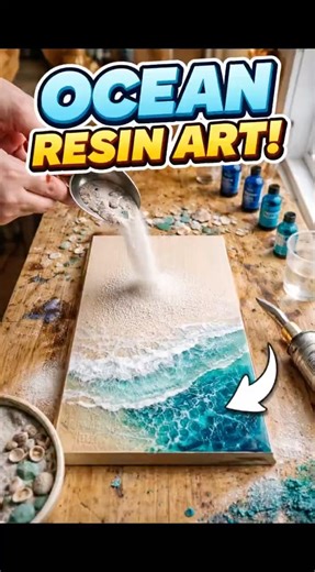 From Sand to Ocean 🌊 Epoxy Resin Art Transformation! #shorts