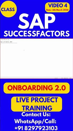 SAP SuccessFactors Onboarding 2 0 Training Online Class 4 6th March 2026 #sapsuccessfactorstraining