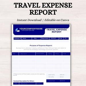 Travel Expense Report Form: Editable Business Trip Template (PDF, Word, Excel) - Etsy Canada