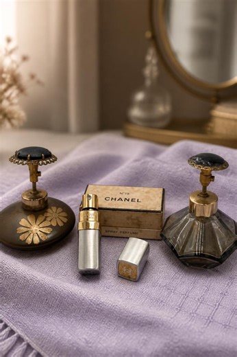 Vintage Perfume Atomizer Bundle With Chanel Perfume Box, Mid Century Vanity Decor Atomizer Collection - Etsy