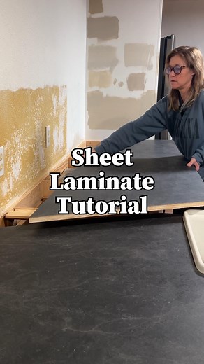 3.8K views · 288 reactions | DIY Sheet Laminate Countertop Tutorial…drop any questions in the comments! This is such a budget-friendly way to update your countertops  Details below ⬇️ Sheet Laminate: Wilsonart “Lisola” Fieldstone finish I ordered online here: www.cabinetmakerwarehouse.com www.topcabinethardware.com Sometimes it will be out of stock so I use both sites. Also prices will differ. | Build It Thrifty | Facebook