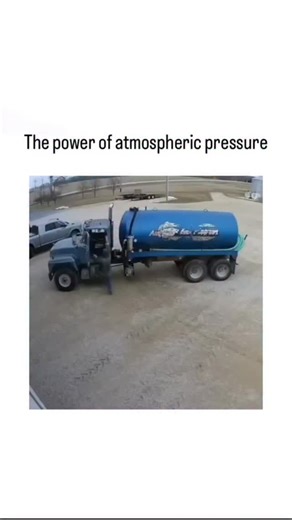 vly on Instagram: "- The video showcases a classic physics demonstration where evacuating air from an oil tanker via vacuum pump causes it to implode in seconds due to a 70 kPa pressure differential, equivalent to about 10 psi, highlighting atmospheric pressure’s 101 kPa force at sea level. - Featured in MythBusters’ 2017 episode on vacuum myths, the experiment contrasts a minor dent from a 200 kg boulder drop with instant collapse under vacuum, proving structural integrity relies on internal pr