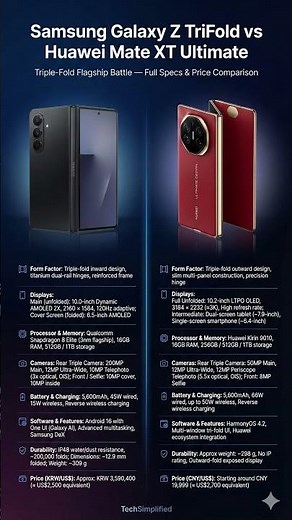 Galaxy Z TriFold vs Huawei Mate XT Ultimate, 2025 Foldable Flagship Comparison