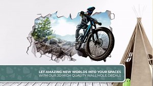 Bicycle Wall Decal - BMX Wall Decor - Aesthetic Room Decor - Mountain Bike Decor - 3D Stickers - BMX Racing Wall Mural - Sports Home Decor - Bicycle Wallpaper - Removable Wall Stickers - Bedroom Decor