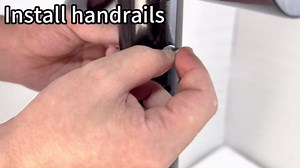 1-2 Step Single Post Handrail-Outdoor Stair Rail- Single Post Wrought Iron Handrail with DIY Tool Kit, 38" H Black Hand Rail Powder Coating for Concrete Steps or Wood Stairs