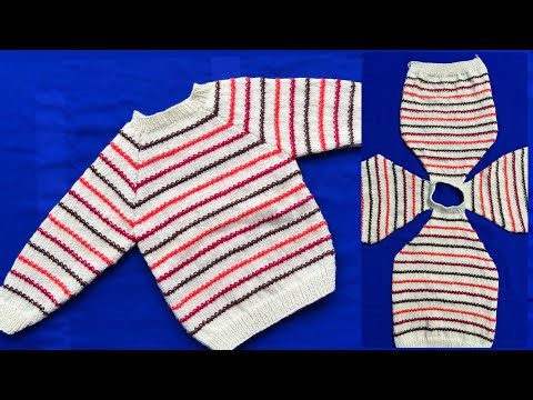 New easy Sweater design for 2 to 3 year old| Baby sweater| Do rang ki Bunai| Woolen Tutorial#134