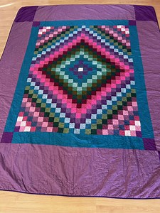 Log Cabin Quilt 68 X 84 Inches, Amish-type Pattern, Purple Pink Teal Green, Twin Bed Size, 2 Available - Etsy