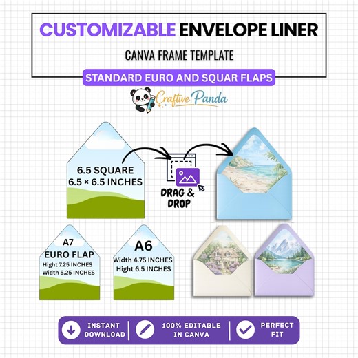 Envelope Liner Template Bundle, Editable Canva Envelope Liner, Euro & Square Flap Liners, A7 A6 A2 5.75 6.5 4 Bar, DIY Printable Insert - Etsy Australia