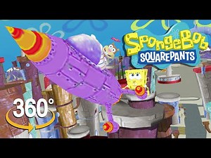 Spongebob Squarepants! - 360° Rocket Ship Run with Sandy - (The First 3D VR Game Experience!)