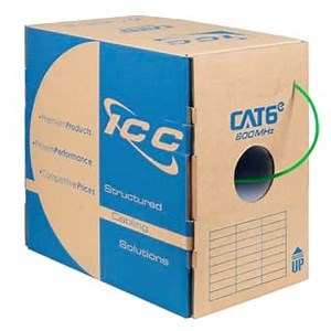 ICC Cat6e CMR Riser 1000ft - UTP 23AWG, 100% Solid Pure Copper, Unshielded, Bulk Ethernet Cable, PoE++, 600MHz, Reelex Pull Box, UL Certified, RoHS, TAA and NEC Compliant, Green