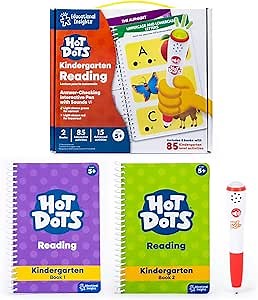 Educational Insights Hot Dots Kindergarten Reading Set - Kindergarten Workbooks with Interactive Pen, Homeschool Learning Activities, Learn to Read Activity Books for Kids Ages 5+