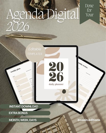 Digital Planner 2026 | Agenda Digital PDF - iPad Tablette Goodnotes Notability - Etsy