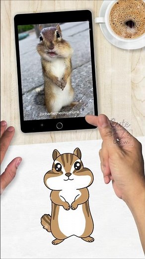 Cute Chipmunk Easydrawing 😍 ‪@CharlieTheChipmunk‬ #howtodraw #chipmunk #squirel #cute #pets