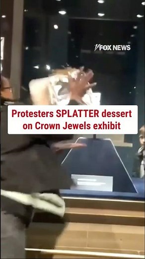 Protesters SPLATTER dessert on Crown Jewels exhibit #shorts #us #news #protest