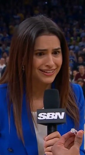 SHOCKING Courtside Proposal! Basketball Star Stuns Reporter with Diamond Ring! #NBA #Shorts