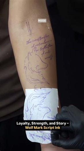 Wolf Line Art Tattoo with Script 🐺 | Best Tattoo Studio in Noida