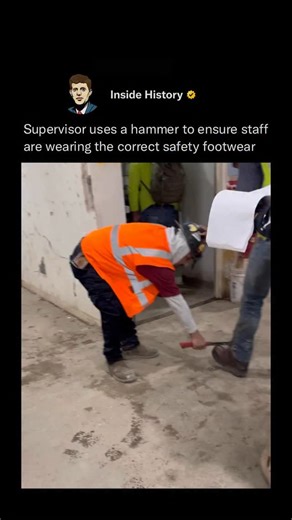 Inside History on Instagram: "Steel-toe boots aren’t just a formality on the job site—they’re a critical line of defense against serious foot injuries caused by falling tools, heavy materials, or crushing equipment. Built with steel or composite-reinforced toe caps, these boots are specifically engineered to absorb impact and resist compression, helping prevent fractures, lacerations, or even amputations! In this clip, a supervisor puts that protection to the test—literally—by striking the boots