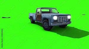 Pickup Run Over Zombies Green Screen Front 3D Renderings Animations