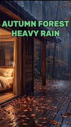 Autumn Forest Heavy Rain 🌧️ Cozy Cabin Sounds for Sleep