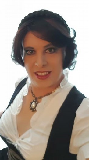 elegant crossdresser Christina d´Yvon - showing my long black dirndl dress