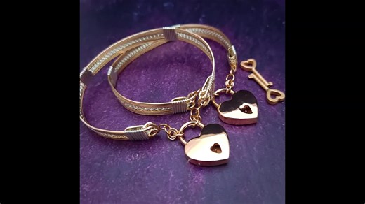 Rose Gold & Sterling Silver Handcuff Bracelets: Wire Wrapped Locking Jewelry