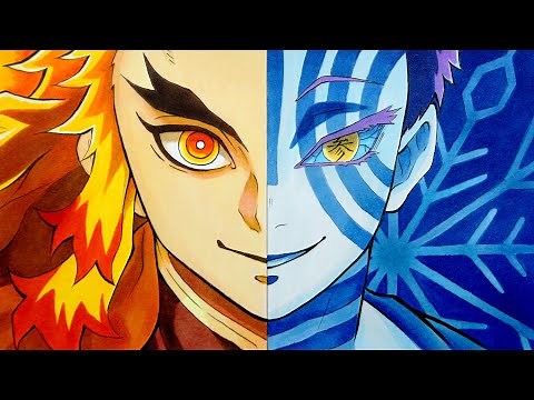 煉獄杏壽郎與猗窩座 | 畫畫 | 鬼滅之刃 | Rengoku Kyoujurou | Akaza | Demon Slayer | Kimetsu no Yaiba