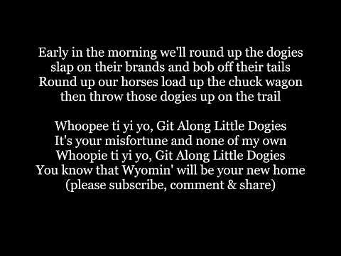 GIT ALONG LITTLE DOGIES Lyrics Words western cowboy country sing along music song not Roy