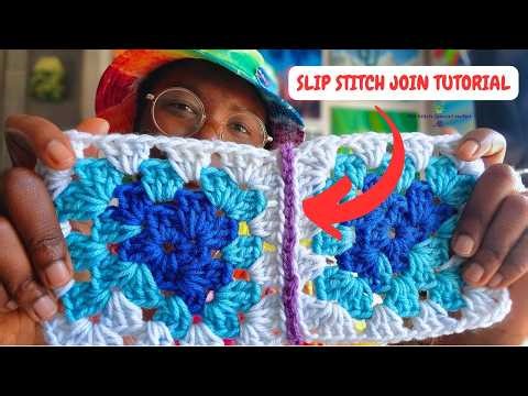 CROCHET TUTORIAL - Slip Stitch Join Granny Squares 🟪 - Slow + Easy for Beginners!