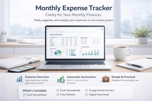 Monthly Budget Planner Excel Template, Expense Tracker (digital Download) - Etsy