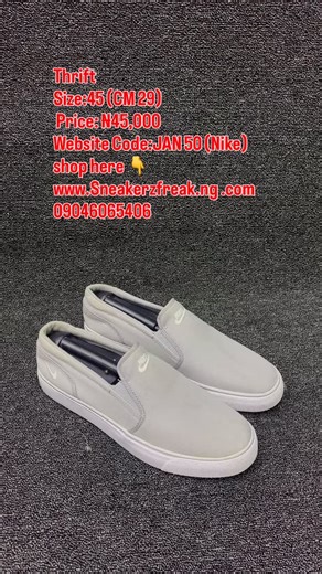 Chidinma Onyinye Obioha / Thrift Shoes In Lagos on Instagram: "Clean thrift shoes in Lagos😍 Size:45 (CM 29) Price: ₦45,000 Website Code:JAN 50 (Nike) Stylish and perfect for everyday wear. ———————————————————————— Please note that these are thrift shoes and items may come with some imperfections not detected by us. ———————————————————————— Kindly check product details especially size before making payment.‼️ ———————————————————————— TO ORDER 👉 Please use the link in Bio to shop via the website