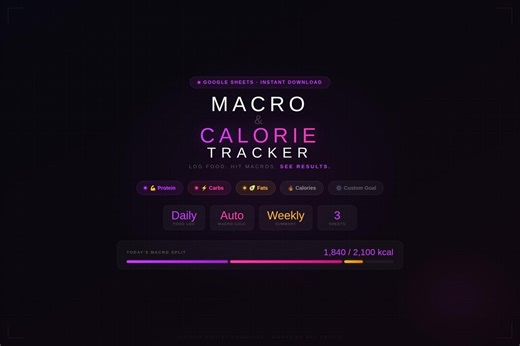 Macro & Calorie Tracker Spreadsheet | Google Sheets Food Log | Nutrition Tracker | Diet Planner | Digital Download - Etsy