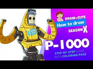 How to draw P-1000 | Fortnite season 10 easy, step-by-step drawing tutorial with coloring page