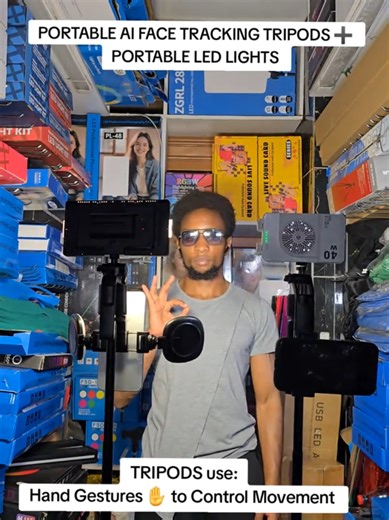 Portable AI Face Tracking Tripods and LED Lights