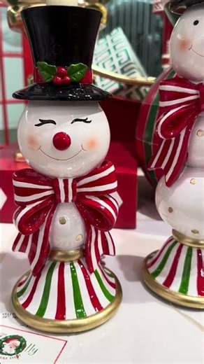 Raz 13" Happy Snowman Candlestick Christmas Candle Holder Set of 2 4512107