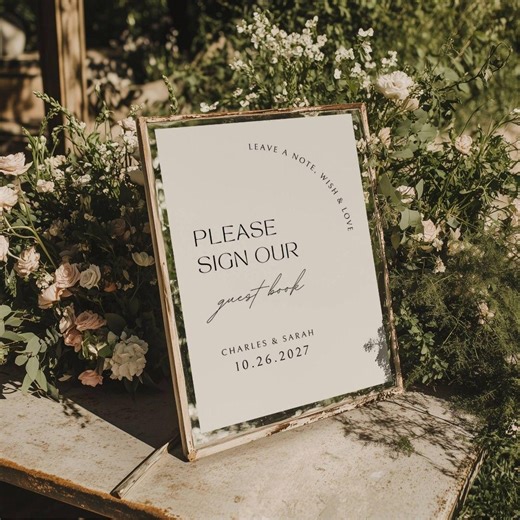 Wedding Book Sign Template, Modern Wedding Guest Book Sign Canva Template, Modern Minimalistic Wedding Decor, Instant Download - Etsy