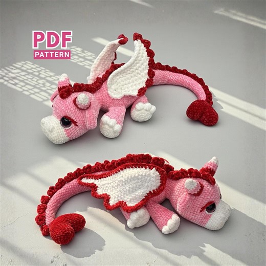 Little Cupid Dragon Crochet Pattern, Valentine Amigurumi Plushie Romantic Gift - Etsy