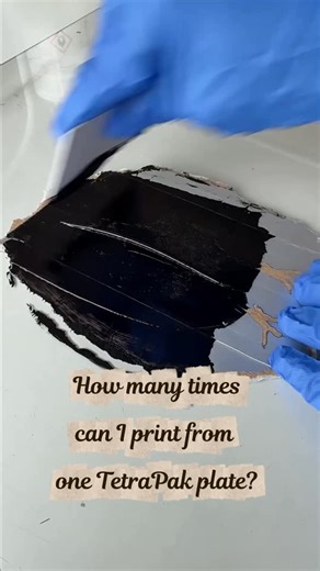 Negin Maddock on Instagram: "Testing the limits of a humble TetraPak plate. How many clean prints can you get before the plate breaks down? I get this question a lot. I tend to do only one or two prints, as the inking and wiping is quite laborious so I wanted to do a little experiment with a few more. I printed this one 6 times; same plate, same pressure, no reworking. It’s all part of the fun (and challenge) of working with recycled materials, and they’re surprisingly tough… until they’re not �