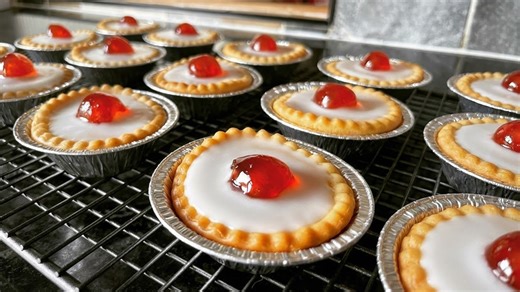 Classic cherry Bakewell tarts