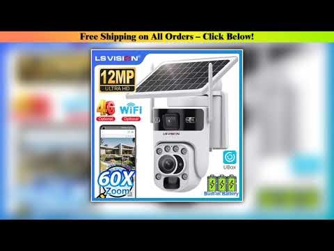 LS VISION 12MP 60X Optical Zoom Solar Securty Camera Outdoor 4G/WiFi Dual Screen Two Way Talk Auto